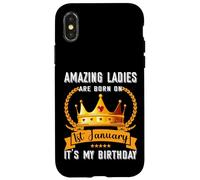 Amazing Women Are Born On 01st Jan New Year Birthday Mom Sis Case for iPhone X/XS