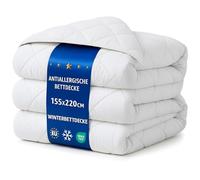 Amazinggirl Duvet without cover 155x220 cm - winter comforter Quilted and microfiber duvets for bed White warm lightweight Duvet 155x220 cm Oeko-Tex