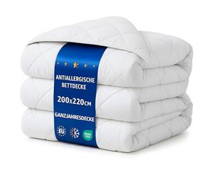 Amazinggirl Duvet without cover 220x200 cm - all-season comforter Quilted and microfiber duvets for bed White warm lightweight Duvet 200x220 cm Oeko-Tex