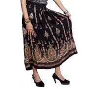 Amazingindiaonline A Ethnic Hippie Boho Gypsy Embroidered Sequin Work Rayon Long Skirts (Black)