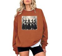 AmazingLucky Halloween Sweatshirt for Women Vintage Girls Will Be Girls Hallowmas Shirts Witches Gather Graphic Pullover Tops, Orange, Medium