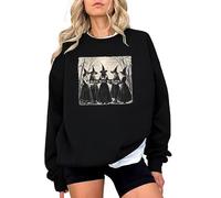 AmazingLucky Halloween Sweatshirt for Women Vintage Girls Will Be Girls Hallowmas Shirts Witches Gather Graphic Pullover Tops, Black, Medium