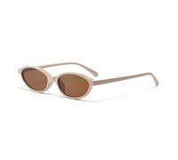 AmazingRose Classic Small Oval Sunglasses, Lightweight Comfortable Frame with UV400 Protection, Vintage Style for Men and Women, Cream white/brown, 54mm x 35mm