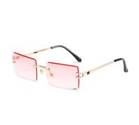 AmazingRose Retro Frameless Rectangular Sunglasses for Women Men Fashion Retro Rectangle Glasses Square Sunglasses, Gold/Pink, One Size