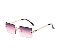 AmazingRose Retro Frameless Rectangular Sunglasses for Women Men Fashion Retro Rectangle Glasses Square Sunglasses, Gold/Grey Pink, One Size