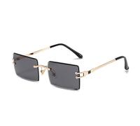 AmazingRose Retro Frameless Rectangular Sunglasses for Women Men Fashion Retro Rectangle Glasses Square Sunglasses, Gold/Black, One Size