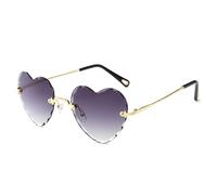 AmazingRose Retro Rimless Heart Shaped Sunglasses for Men and Women, gray, One Size