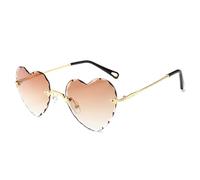 AmazingRose Retro Rimless Heart Shaped Sunglasses for Men and Women, light brown, One Size