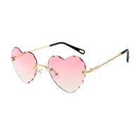 AmazingRose Retro Rimless Heart Shaped Sunglasses for Men and Women, pink, One Size