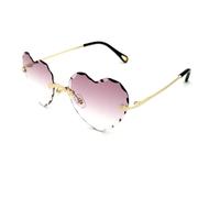 AmazingRose Retro Rimless Heart Shaped Sunglasses for Men and Women, purple, One Size