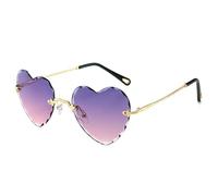 AmazingRose Retro Rimless Heart Shaped Sunglasses for Men and Women, Purple pink, One Size
