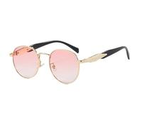 AmazingRose Retro Round Sunglasses for Men and Women, UV400 Protection, Metal Frame Glasses, Gold/Pink