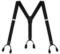AmazingSky Men's 1.4" Y-Back Adjustable Elastic Button End Tuxedo Suspenders， Braces for big and tall with 52 Inches Length, Black, Extra Large