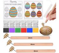 AmazingSpark 10 Pcs Easter Kistka Ukrainian Egg Decorating Kit Includes 3 Fine Brass Tip Kistka 6 Color Beeswax and 1 Instructions for Decor Traditional Ukrainian Easter Eggs Pysanky Supplies