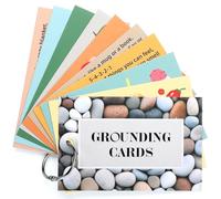 AmazingSpark 10 Pcs Grounding Card Coping Skills Card for Anxiety & Stress Relief with Metal Binder Rings Mindfulness Flashcard Meditation & Self-Care Tools Mental Health Therapy Gift for Adults Teens