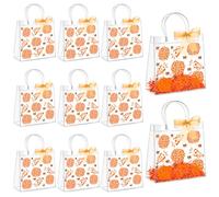 AmazingSpark 10 Set Cheer Clear PVC Gift Bags with Handles Reusable Party Favor Bags with Raffia Ribbon Plastic Gift Bag for Cheer Team Cheerleader (Orange)