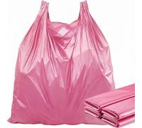 AmazingSpark 100 Pack 24'' X 36'' X 8'' Extra Large Pink Plastic T-Shirt Shopping Bags(0.8 mil Thick) with Handle for Restaurant, Retail, Grocery, Business