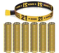 AmazingSpark 100 Pack Gold Over 21 Cloth Wristbands Disposable Waterproof Bracelets Arm Bands for Events, Concerts, Sporting Events, VIP Parties, Birthday Parties, Club Entrance