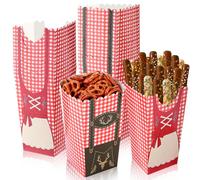 AmazingSpark 100 Pcs Oktoberfest Party Popcorn Boxes, Beer Festival Pretzel Rod Cups Popcorn Boxes, for Movie Theaters Oktoberfest Bavarian Party Decorations (Cute,Red)