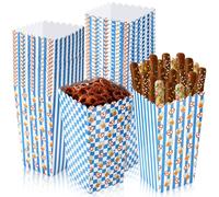 AmazingSpark 100 Pcs Oktoberfest Party Popcorn Boxes, Beer Festival Pretzel Rod Cups Popcorn Boxes, for Movie Theaters Oktoberfest Bavarian Party Decorations (Classic,Blue)