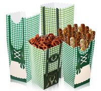 AmazingSpark 100 Pcs Oktoberfest Party Popcorn Boxes, Beer Festival Pretzel Rod Cups Popcorn Boxes, for Movie Theaters Oktoberfest Bavarian Party Decorations(Cute,Green)