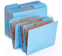 AmazingSpark 12 Pack Light Blue Classification Folders Letter Size, 1 Divider, 1/3-cut Tab, File Folders with Fasteners, Prongs, Expanding File Organizer Bulk for Office Employee, Coworker, Staff