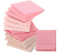 AmazingSpark 12 Pack Lined Sticky Notes 3x3 inch Post Ruled Stickies Super Self Stick Power Memo Pads Multi Colors Notes Pads Vintage Aesthetic School Office Supplies Accessories(Pink)