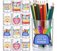 AmazingSpark 12 Pcs Back to School Pencil Holder Plastic Pencil Dispenser for Classroom Clear Desktop Pen Cup Makeup Brush Holder Desktop Stationery Organizer for First Day of School Office Home