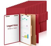 AmazingSpark 12 Pcs Legal Size Classification Folders Bulk 2 Divider Pressboard File Folder with Expansion 2 Prongs Fastener Heavy Duty Office File Organizer for School Hospitals Home(Dark Red)