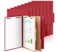 AmazingSpark 12 Pcs Legal Size Classification Folders Bulk 2 Dividers Pressboard File Folder with 3.5" Expansion, 2 Prongs Fastener, Heavy Duty Office File Organizer for Office Teacher Medical School