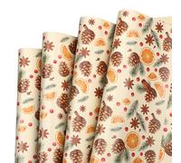 AmazingSpark 12 Sheet Christmas Scented Wrapping Paper Kraft Wrapping Paper Roll Gift Wrap for Xmas Holiday Party Birthdays Winter (Orange Cinnamon Scent)