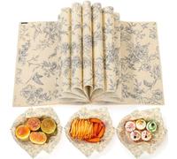 AmazingSpark 150 Pcs Deli Wax Paper Sheets for Food 8 x 10 Inch Greaseproof Waterproof Sandwich Wrapping Paper Basket Liner for Outdoor Picnic Beach Wedding Birthday Baby Shower(Flower Bird 2)