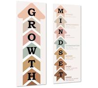 AmazingSpark 2 Pcs Boho Growth Mindset Poster Bulletin Board Decor Teacher Educational Poster Positive Sayings Wall Banner Motivational Wall Decor for Classroom Elementary Middle Bedroom
