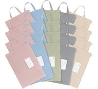 AmazingSpark 20 Pcs Large Book Zipper Pouch with Handle Colorful A4 Waterproof File Bag Foldable Document Storage Pouch Organizer for Office School Project Carrying Travel Paper Files, 5 Colors