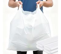 AmazingSpark 200 Pack 36" x 8" x 24" Extra Large White Plastic T-Shirt Shopping Bags(0.8 mil Thick) with Handle for Restaurant, Retail, Grocery, Business