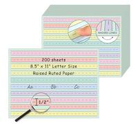 AmazingSpark 200 Sheets Raised Line Handwriting Paper Colored Tactile Paper with 0.5” Spacing, Multi-sensory Dysgraphia & Adhd Support, Primary Ruled Tablet for Beginners(11" X 8.5",Line Writing)