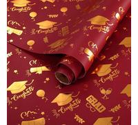 AmazingSpark 2025 Graduation Gift Wrapping Paper Roll 17 x 118 Inch 3D Embossing Gold Foil Grad Gift Wrap Graduation Wrapping Paper for Class College High School Ceremony Decor Party Supplies(Maroon)