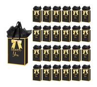 AmazingSpark 24 Pack Thank You Gift Bags with Handles Metallic Paper Gift Bags with Bow Ribbon Tissue 8.3x6x3.1 Gold Foil Welcome Favor Return Gifts for Small Businesses Boutiques Weddings Party