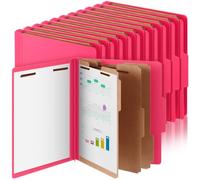 AmazingSpark 24 Pcs Classification Folder Letter Size Bulk 3 Divider Pressboard File Folder with Expansion 2 Prong Fastener Heavy Duty Office File Organizer for School Medical Document(Hot Pink)