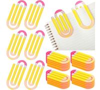 AmazingSpark 24 Pcs Jumbo Teacher Acrylic Paper Clips Sunday School Teacher Appreciation Day Operation Cute Paperclip Design Bookmark Gift Classroom Supplies (Pencil Style)