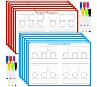 AmazingSpark 24 Pcs Phonemic Awareness Set 12 Dry Erase Board with 12 Dry Erase Markers Syllable Whiteboard Science Reading Manipulative Speech Therapy Material Phonics Games for Teacher Student