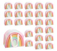 AmazingSpark 24 Pcs Rainbow Gift Bag Set 7.9 x 6.6 x 3.9 Inch Colorful Party Favor Bags with Handle Plastic Gift Wrap for Birthday Wedding Baby Shower Christmas Party Supplies