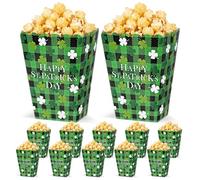 AmazingSpark 24 pcs St. Patrick's Day Popcorn Boxes Treat Snack Containers Green Shamrock Popcorn Boxes for Irish Holiday Birthday Party Supplies