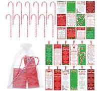AmazingSpark 24 Set/72 Pcs Candy Cane Pens with the Legend of the Candy Cane Cards Bookmarks and Christmas Prayer Cards Bulk Christmas Party Favor Religious Gift for Holy Nativity Sunday School Church