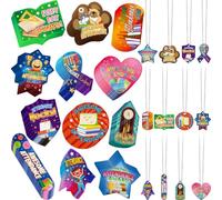 AmazingSpark 240 Pcs Awesome Attendance Reward Tags Bulk with Chains, Motivational Tag Education Awards Prizes PVC Waterproof Reading Necklace for School Classroom Teacher Reward