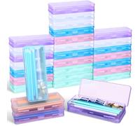 AmazingSpark 25 Pack Double Layer Large Capacity Pencil Boxes Translucent Plastic Hard Case with Snap-tight Lid for Pens, Crayon, Pencils, School Office Supplies Box Storage Organizer (Colorful)