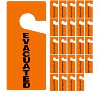 AmazingSpark 25 Pack Evacuated Door Knob Hanger Tags 4 x 9 Inch Emergency Evacuation Door Hanger Sign 15 Mill PVC Double Sided Message Safety Alert Tags for Offices Public Buildings Homes Commercial