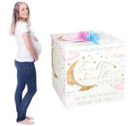 AmazingSpark 28in Giant Gender Reveal Gift Box Kit, Twinkle Little Star | Extra Large White Gift Box for Balloon, Jumbo Baby Shower Box for Boy or Girl Gender Reveal Birthday Party Decor