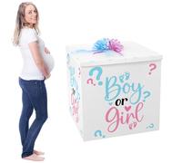 AmazingSpark 28in Giant Gender Reveal Gift Box with Lid Kit Oversized Gender Reveal Balloon Box Large Pull Bows for Baby Shower Birthday Party Decor(Boy or Girl)