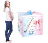 AmazingSpark 28in Jumbo Gender Reveal Gift Box Kit with Oversized Box Giant Pull Bows for Gender Reveal Baby Shower Birthday Party Decor (Baseballs or Bows)